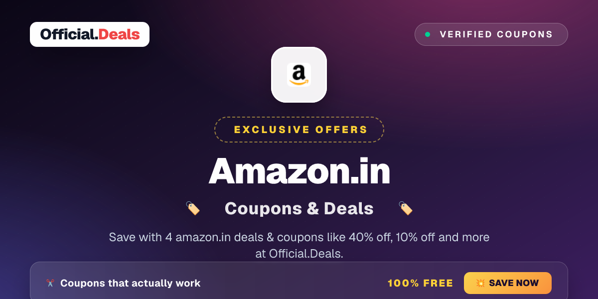 Amazon.in Promo Codes ( 4 Coupons ) October 2026 - Official.Deals