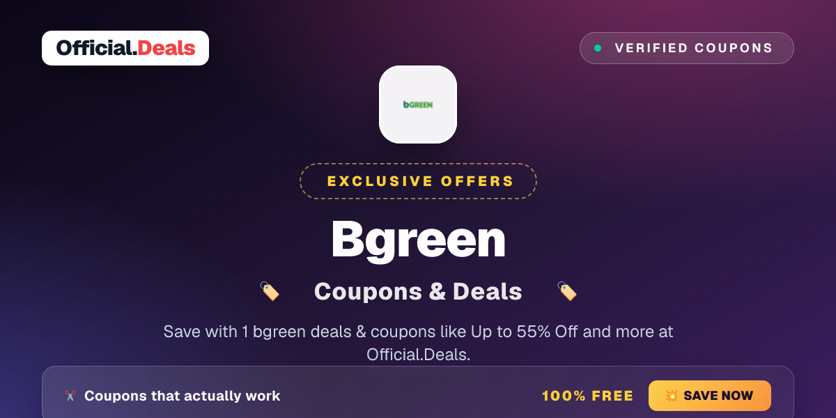 Bgreen Promo Codes ( 1 Coupon ) September 2026 - Official.Deals