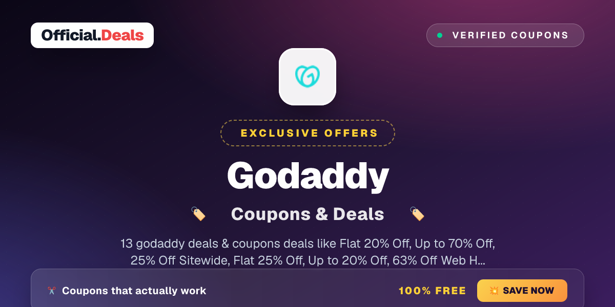 Godaddy Promo Codes ( 13 Coupons ) October 2026 - Official.Deals