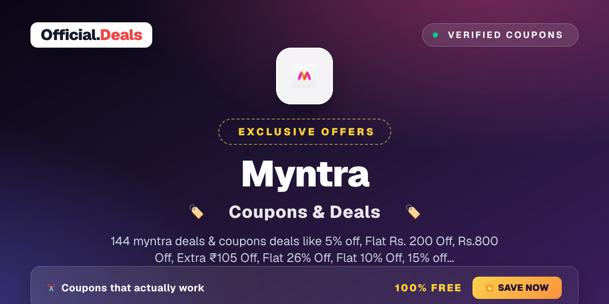 Myntra Promo Codes ( 144 Coupons ) August 2026 - Official.Deals